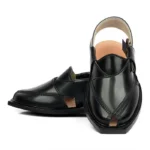 Handmade Black Quetta Norozi Leather Chappal - Image 3