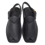 Peshawari Chappal Premium Jutt Black Color Single Sole - Image 2