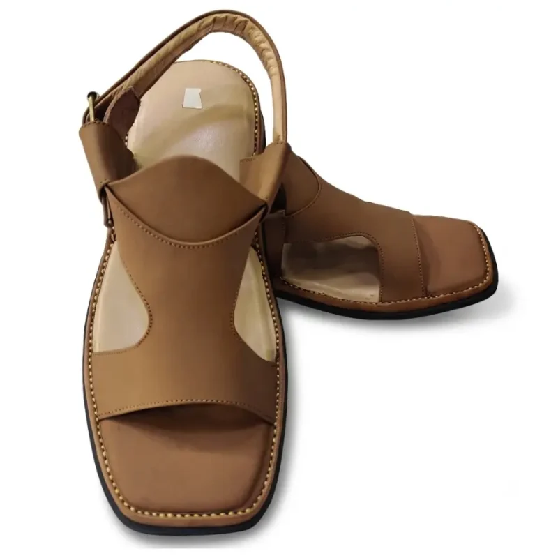 Panjedar Chappal Premium Golden Brown Charsadda Style