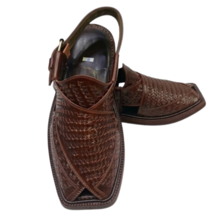 Chocolate Brown Woven Peshawari Chappal