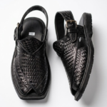 Premium Black Woven Texture Peshawari Chappal