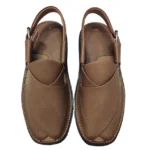 Simple Light Brown Color Round Shape Peshawari Chappal - Image 2