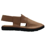 Simple Light Brown Color Round Shape Peshawari Chappal - Image 4