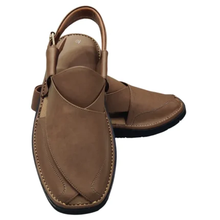 Simple Brown Color Round Shape Peshawari Chappal