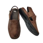 Brown Double Shade Peshawari Chappal Round Shape Design - Image 3