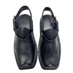 Kaptaan Chappal Black Leather Traditional Design - Image 3