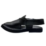 Kaptaan Chappal Black Leather Traditional Design - Image 2