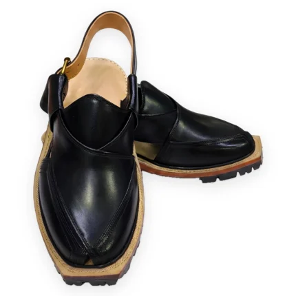 Midnight Black Norozi Chappal – Premium Double Sole