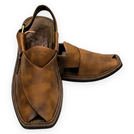 Brown Double Shade Peshawari Chappal – Handmade Single Sole
