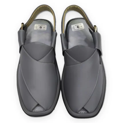 Grey Gogo Peshawari Chappal – Premium Single Sole Leather Footwear – view 2