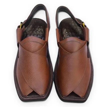 Mustard Danedar Style Peshawari Chappal – Handmade Single Sole – view 2
