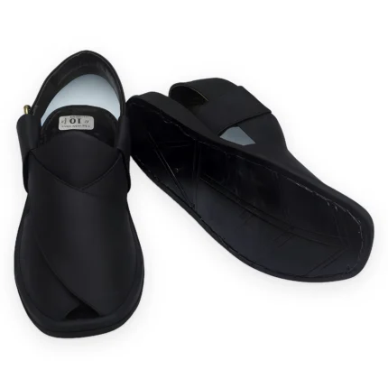 Premium Black Mate Gogo Peshawari Chappal – Handmade Style – view 2