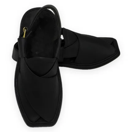 Premium Jutt Black Peshawari Chappal – Single Sole