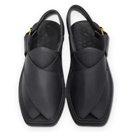 Premium Jutt Black Peshawari Chappal – Single Sole – view 2