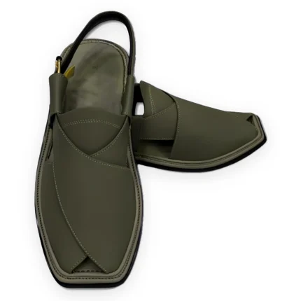 Premium Light Green Peshawari Chappal – Handmade Single Sole