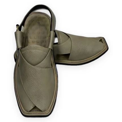 Olive Grey Peshawari Chappal – Premium Single Sole